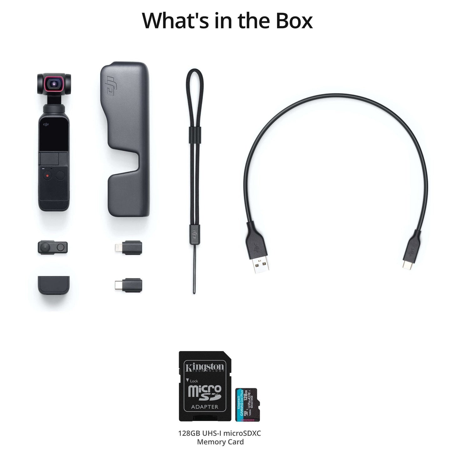 DJI Pocket 2 Gimbal with Mini Camera with 128GB U3 A2 MicroSD Card - Handheld Pocket-Sized Camera
