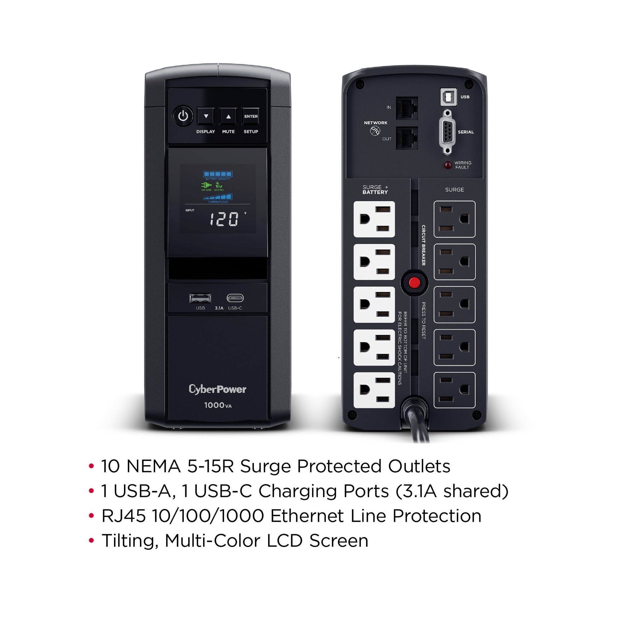 CyberPower CP1000PFCLCD PFC Sinewave UPS System Battery Backup (UL Certified)