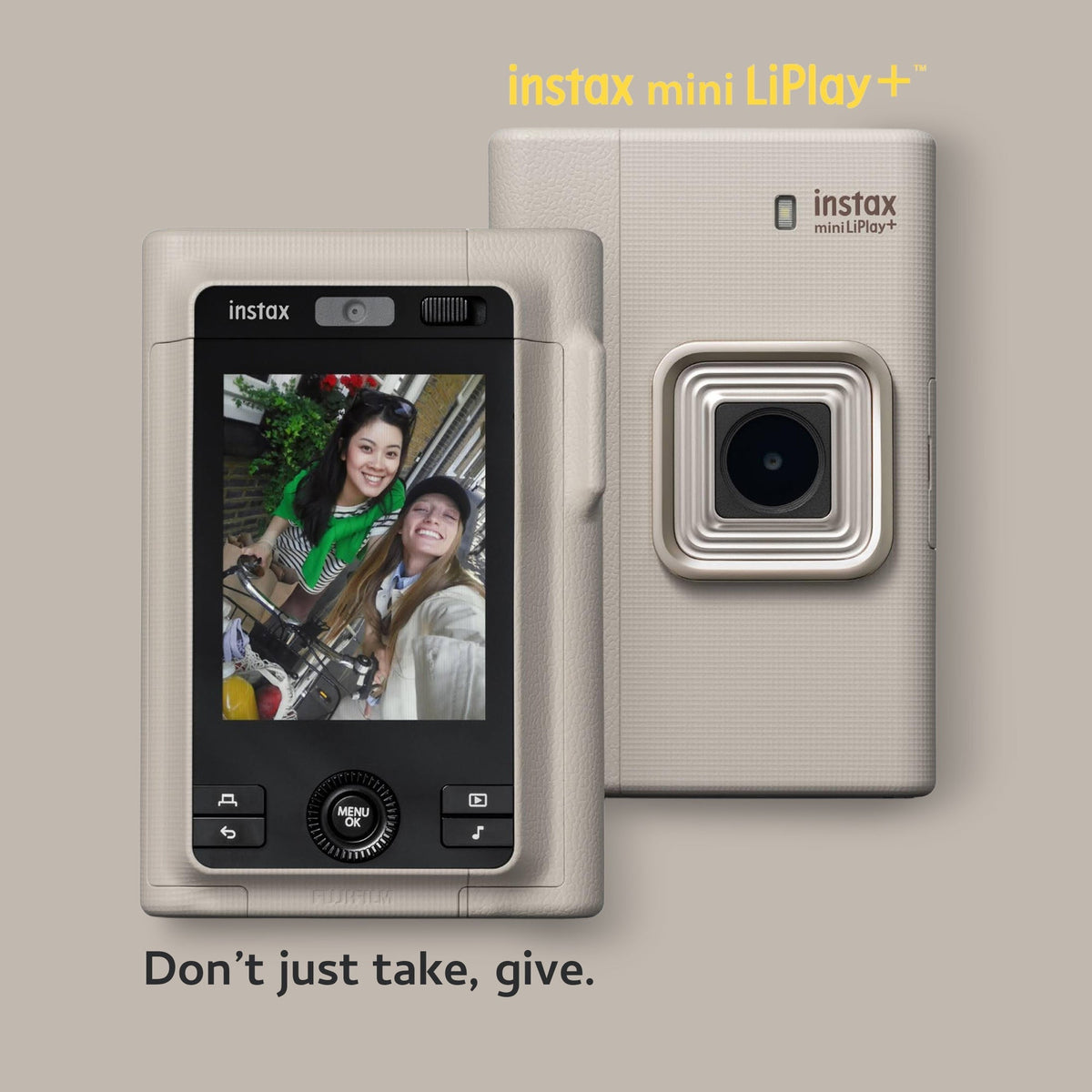 Fujifilm Instax Mini LiPlay+ Camera (Sand Beige) with Twin Film Pack (20 Exp)