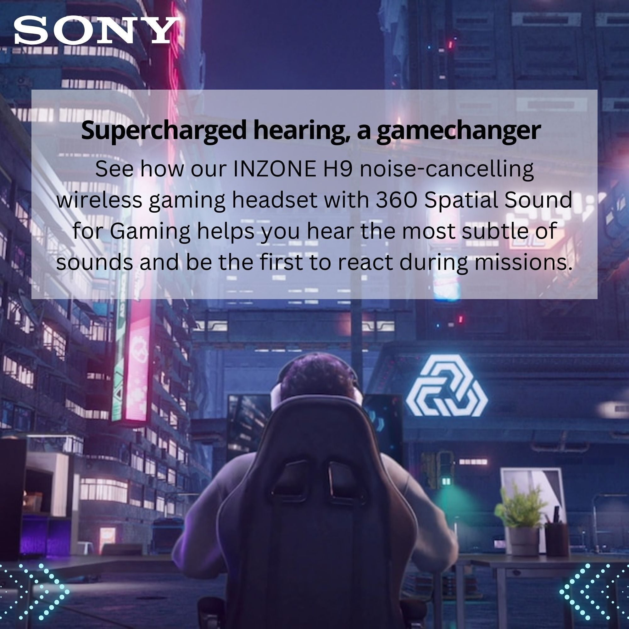 Sony INZONE H9 Wireless Noise Canceling Gaming Headset - Black (WH-GH900N) with Headphone Stand bundle