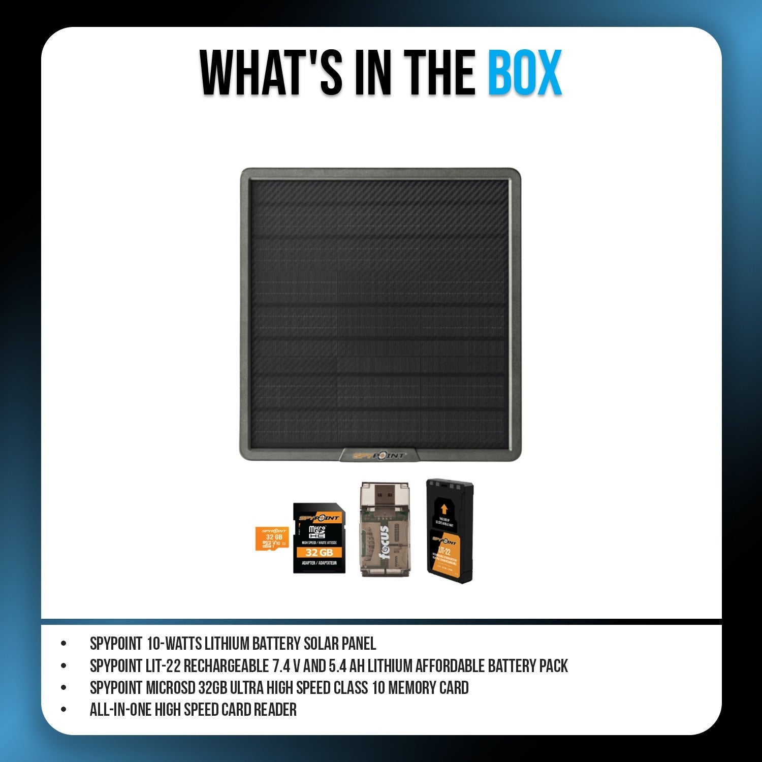 Spypoint 10W Solar Panel with Battery Pack, Memory Card and Card Reader Bundle