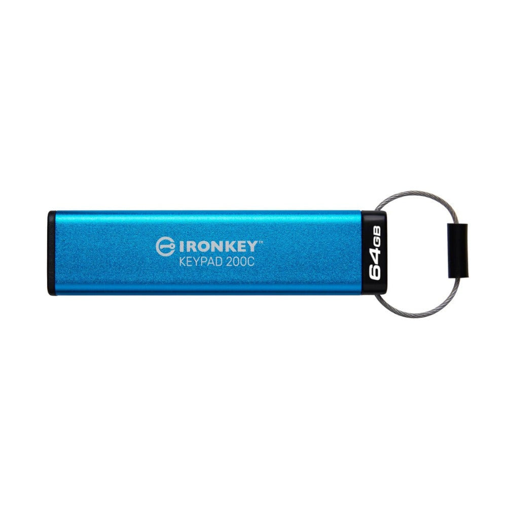 Kingston Ironkey Keypad 200 USB-C 64GB Encrypted Flash Drive (Blue)