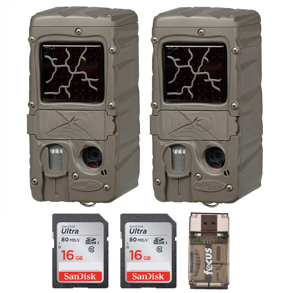 Cuddeback Dual Flash 20MP Trail Camera with 16GB Card (2-Pack) and Reader