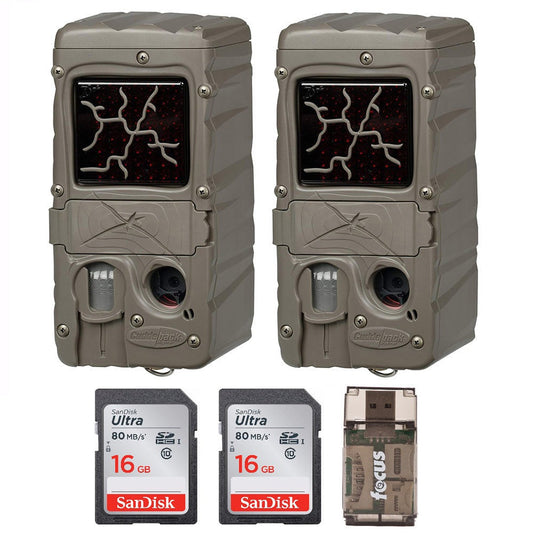 Cuddeback Dual Flash 20MP Trail Camera with 16GB Card (2-Pack) and Reader
