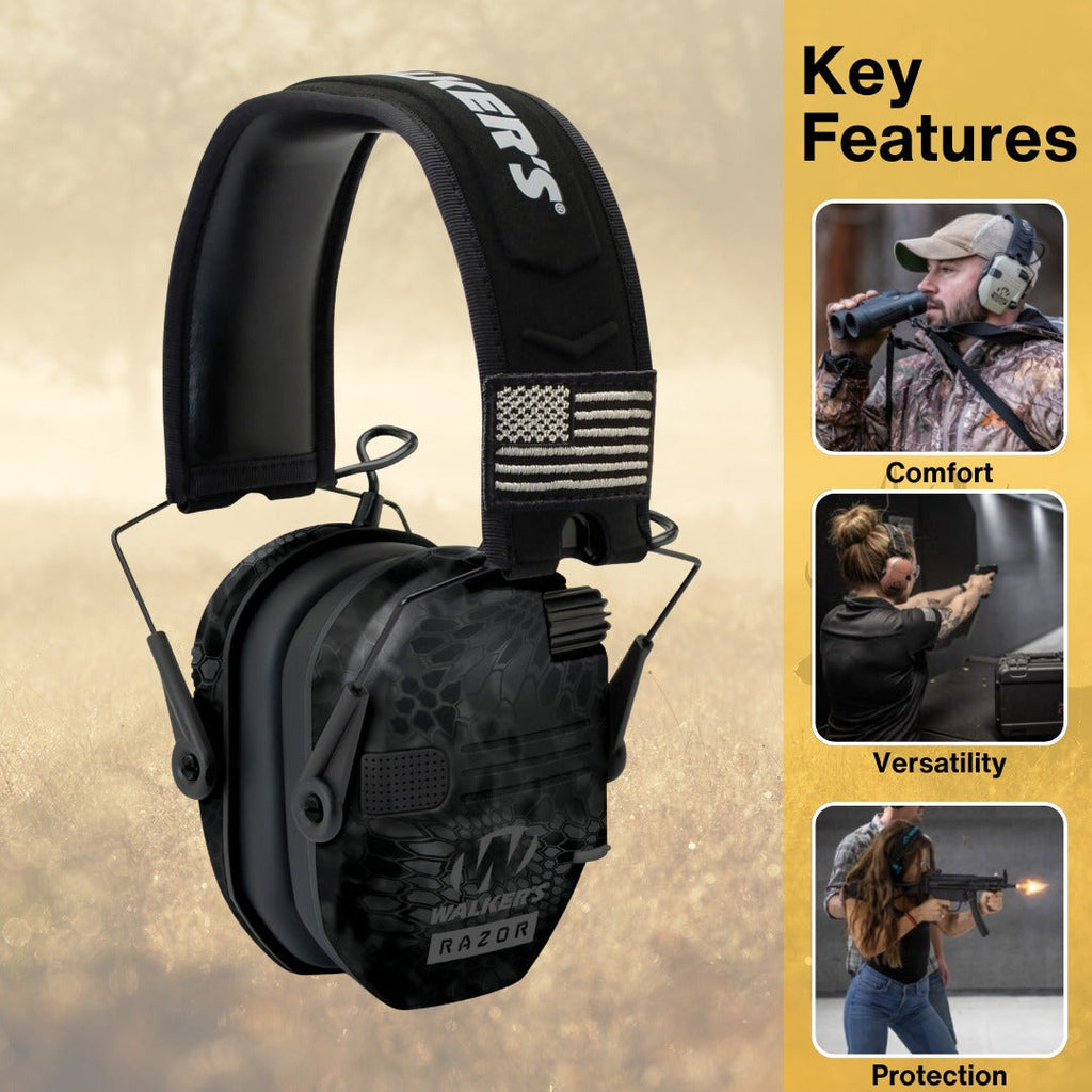 Walkers Razor Walkie Talkie Bundle with Ear Muffs and Accessories