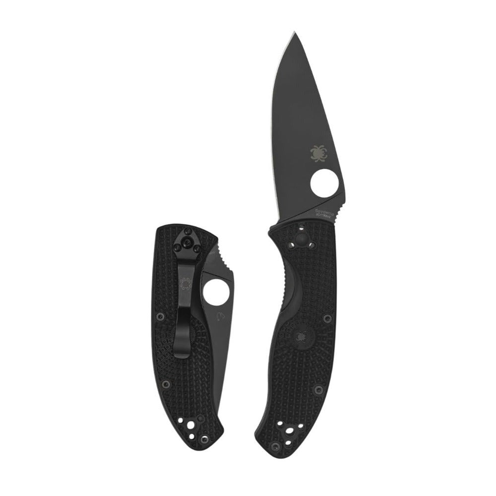 Spyderco Tenacious Lightweight Black Folding Knife with PlainEdge 8Cr13MoV Blade