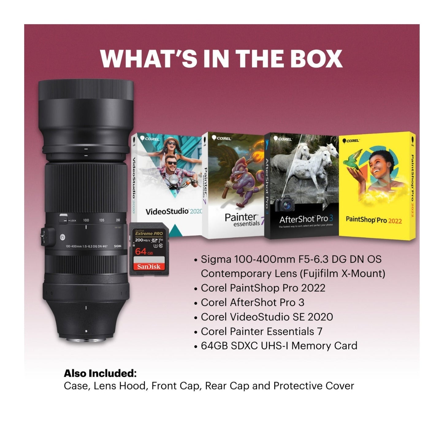 Sigma 100-400mm F5-6.3 DG DN OS Contemporary Lens (Fujifilm X-Mount) Bundle