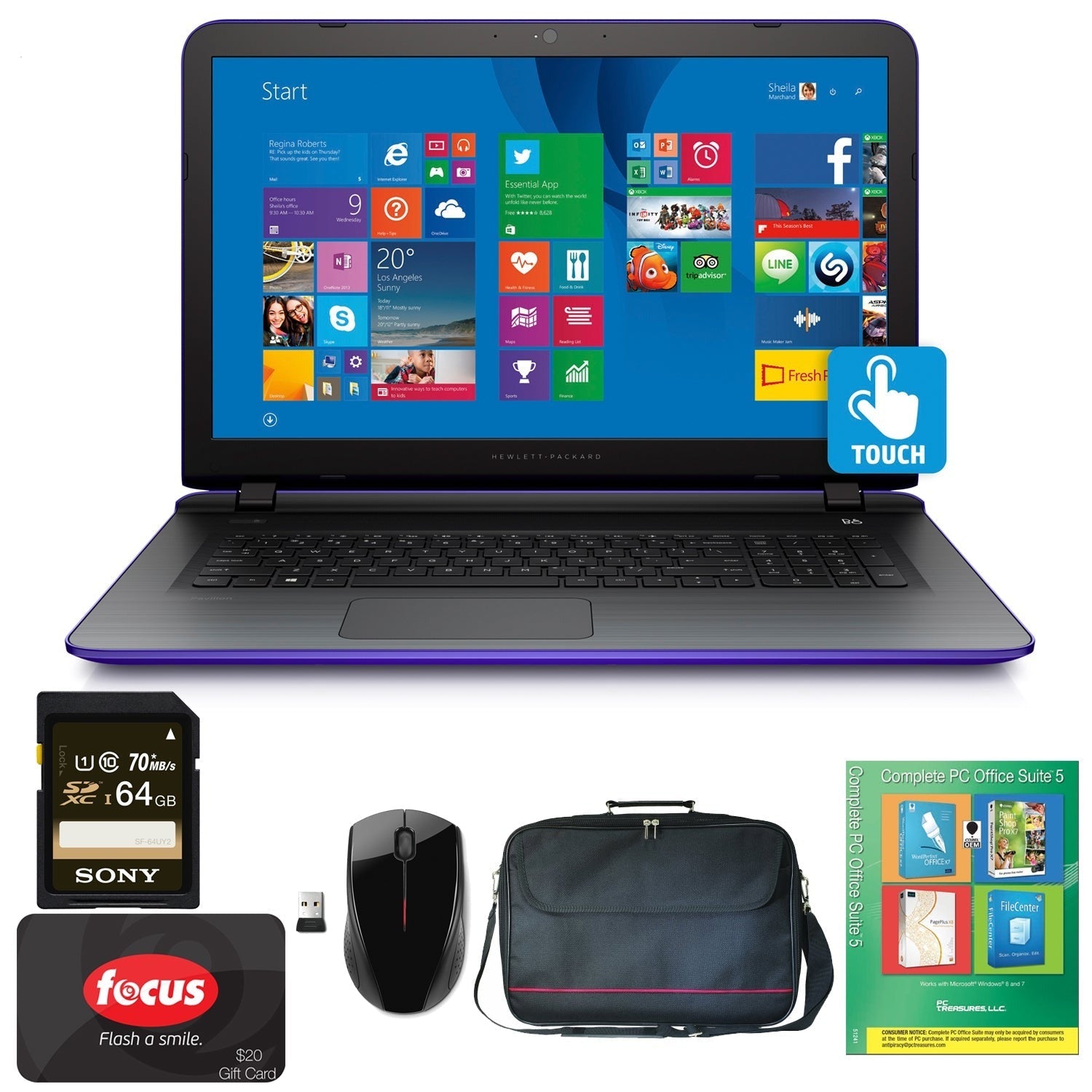 HP Pavilion 17-g037cy 17.3" Touchscreen Notebook, AMD Quad-Core A6, Windows 8.1 (Refurbished)