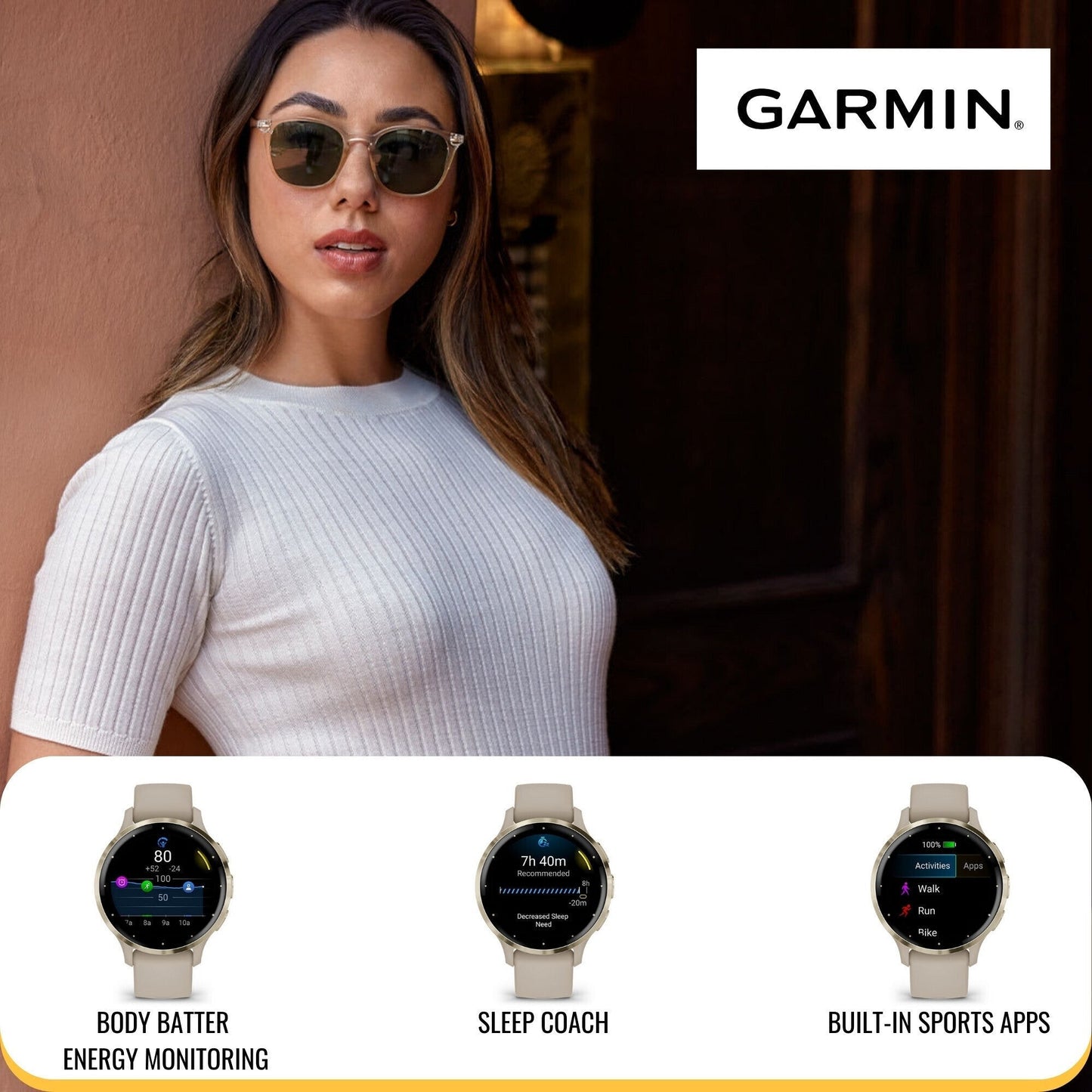 Garmin Venu 3S Smartwatch (Silver and Sage Gray) with Focus Camera Charger Stand and Cable Bundle