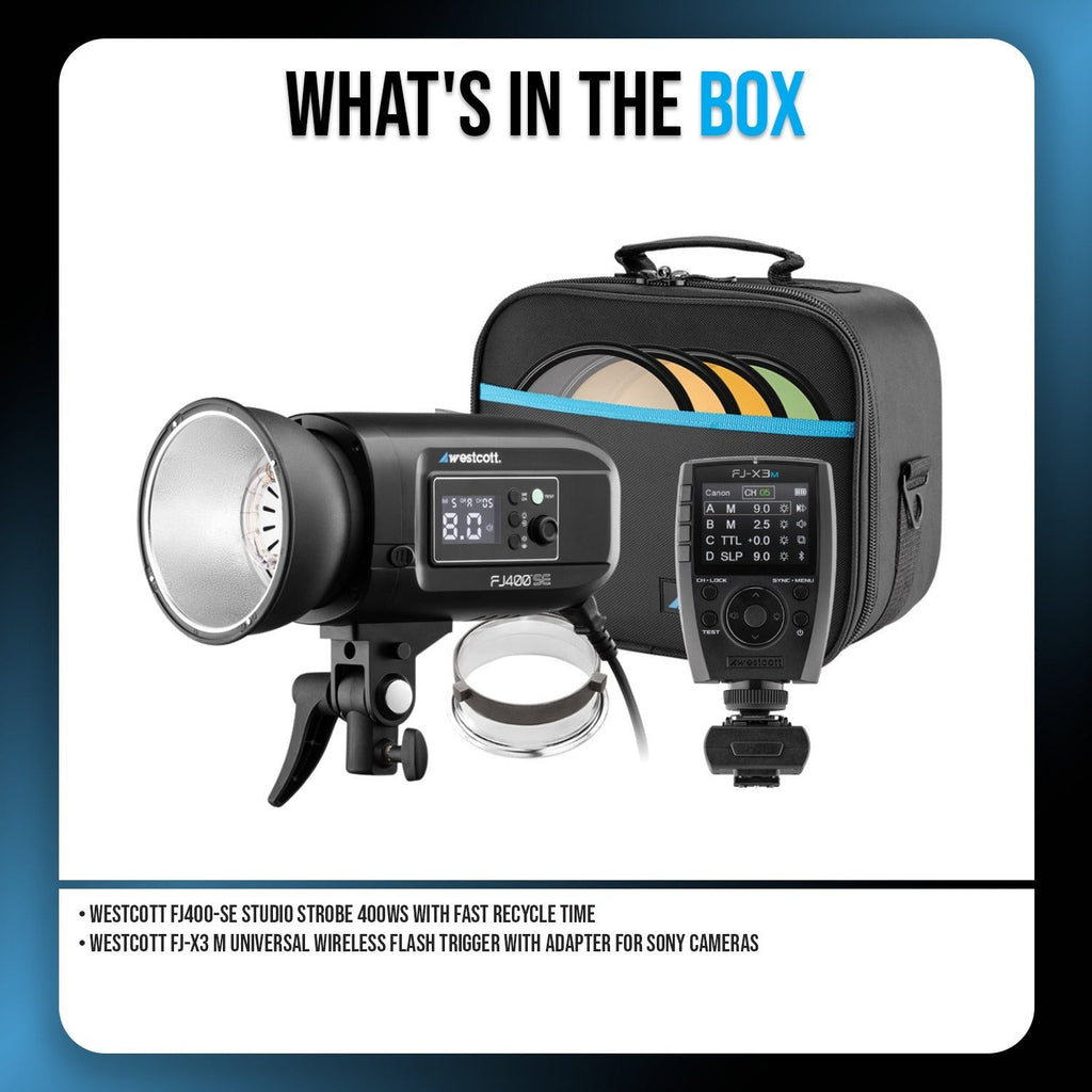 Westcott FJ400-SE Studio Strobe 400Ws (110V) with FJ-X3 M Flash Trigger Bundle