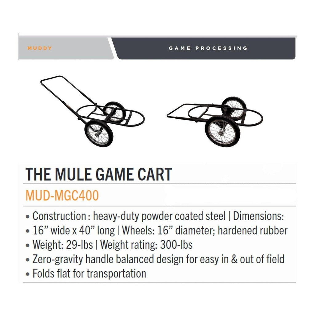 Muddy Mule Game Cart with 16 Inch Wheels and 300 Lbs. Capacity