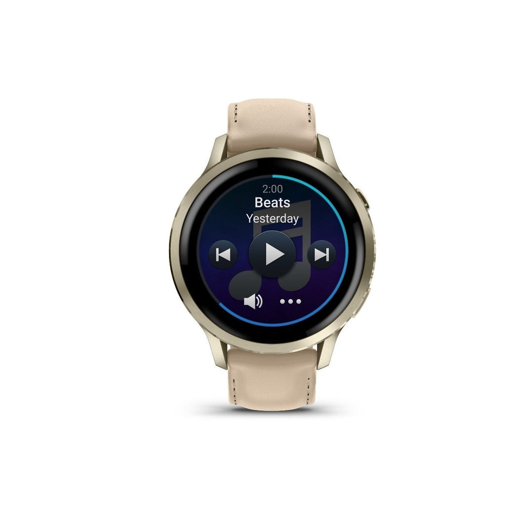 Garmin Venu 4 41mm 1.2-Inch Amoled GPS Smartwatch Lunar Gold/Light Sand Leather