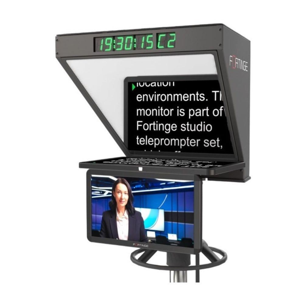 Fortinge ROBO 24-Inch High-Brightness Studio Teleprompter for PTZ Cameras with Sleek Design (Black)