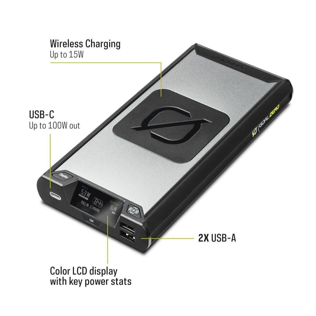 Goal Zero Sherpa 100PD 4th Generation Power Bank with 60-Percent Faster USB-C Charging (Black)