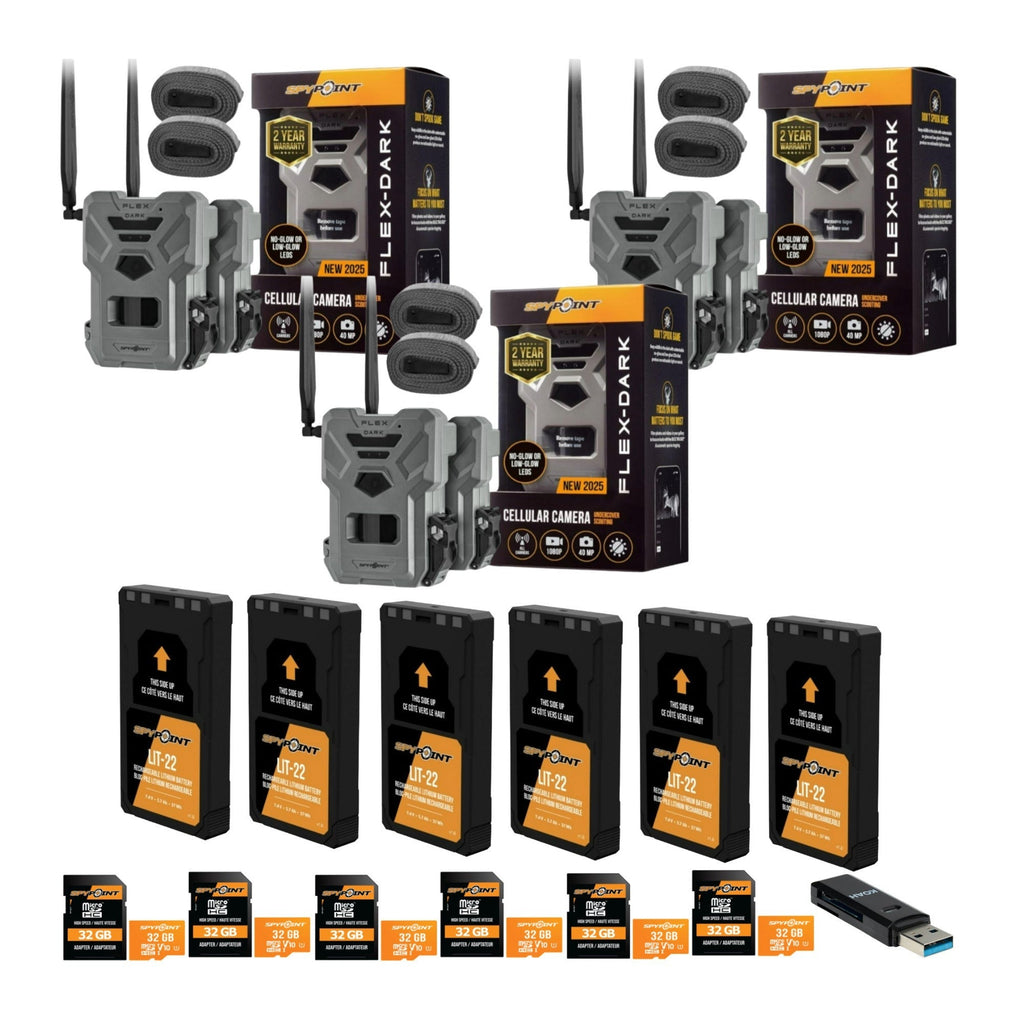 Spypoint FLEX-DARK GPS-Enabled Cellular Trail Camera with Accessories Bundle