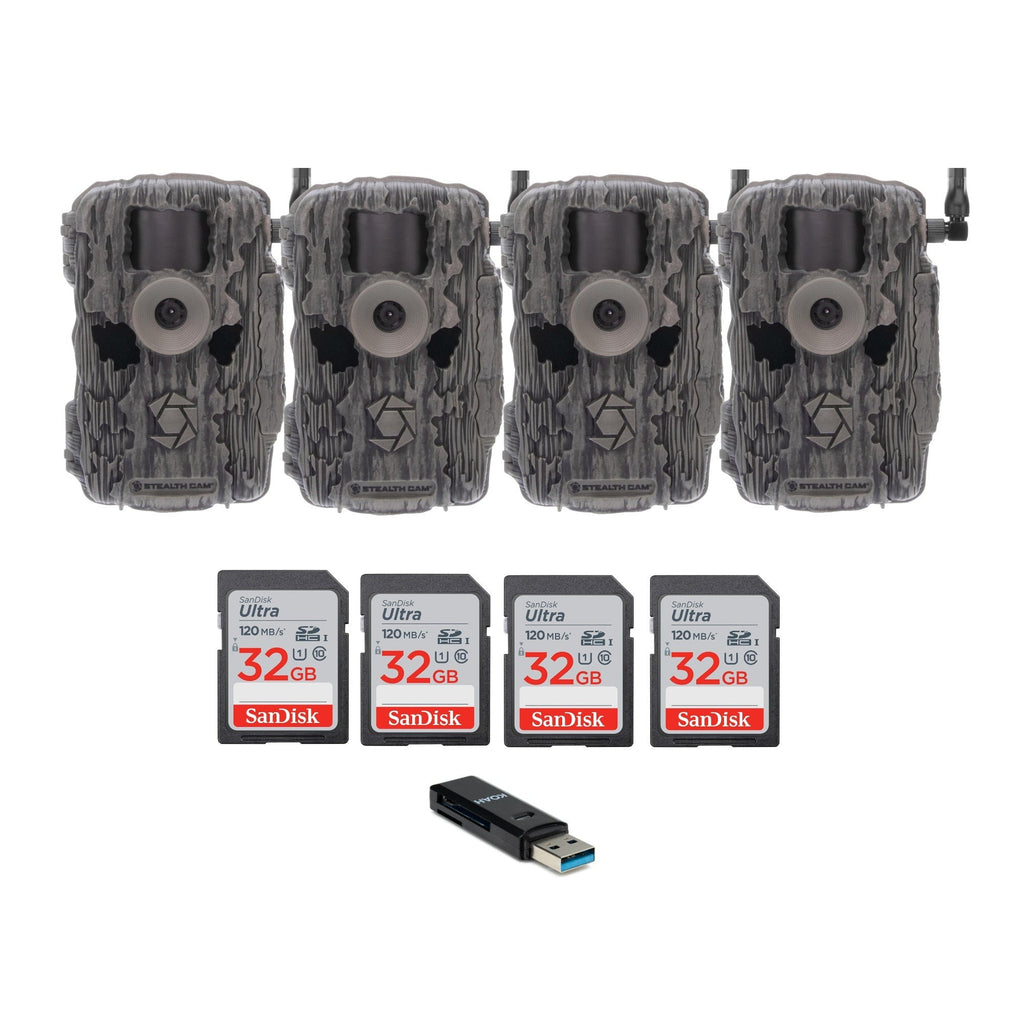 Stealth Cam Fusion X-Pro 36MP 720P Cellular Dual Sim Trail Camera 4-Pack Bundle