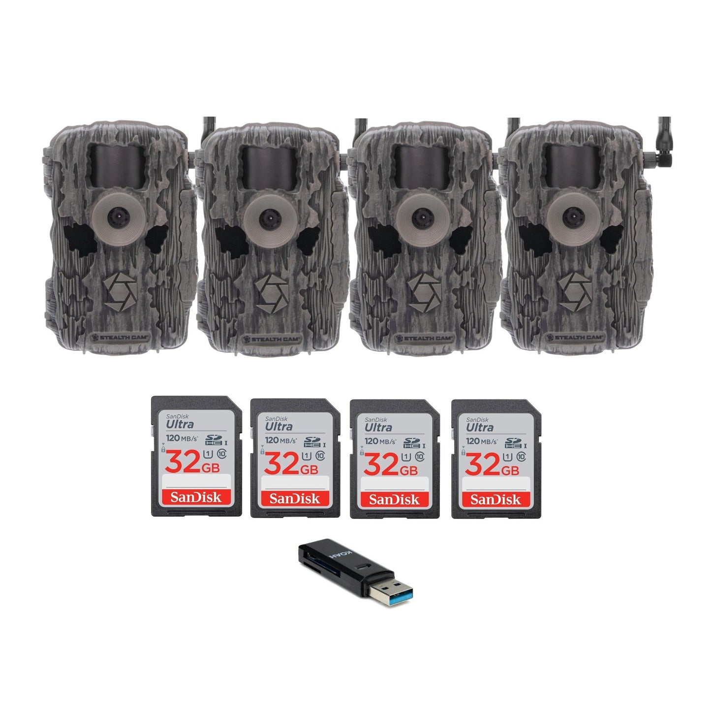 Stealth Cam Fusion X-Pro 36MP 720P Cellular Dual Sim Trail Camera 4-Pack Bundle