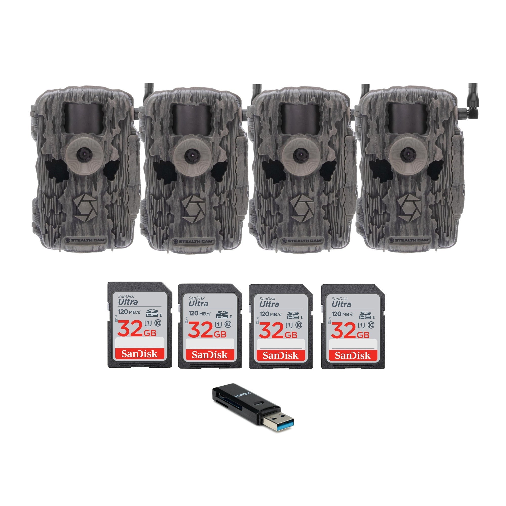 Stealth Cam Fusion X-Pro 36MP 720P Cellular Dual Sim Trail Camera 4-Pack Bundle
