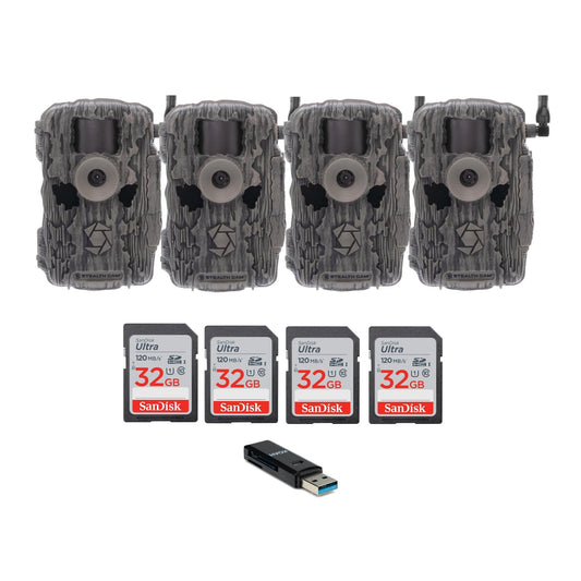 Stealth Cam Fusion X-Pro 36MP 720P Cellular Dual Sim Trail Camera 4-Pack Bundle