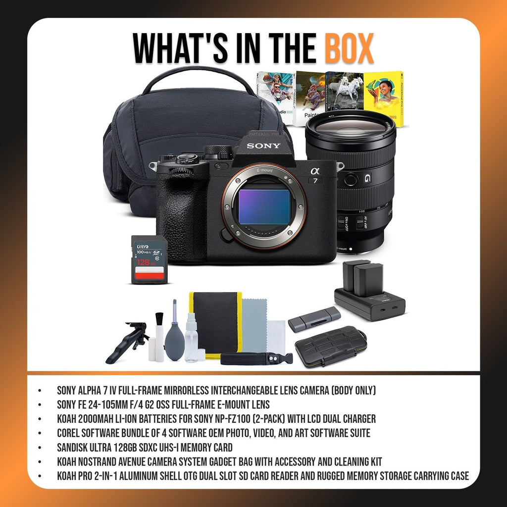 Sony Alpha 7 IV Mirrorless Camera with 24-105mm f/4 G2 OSS Lens Bundle