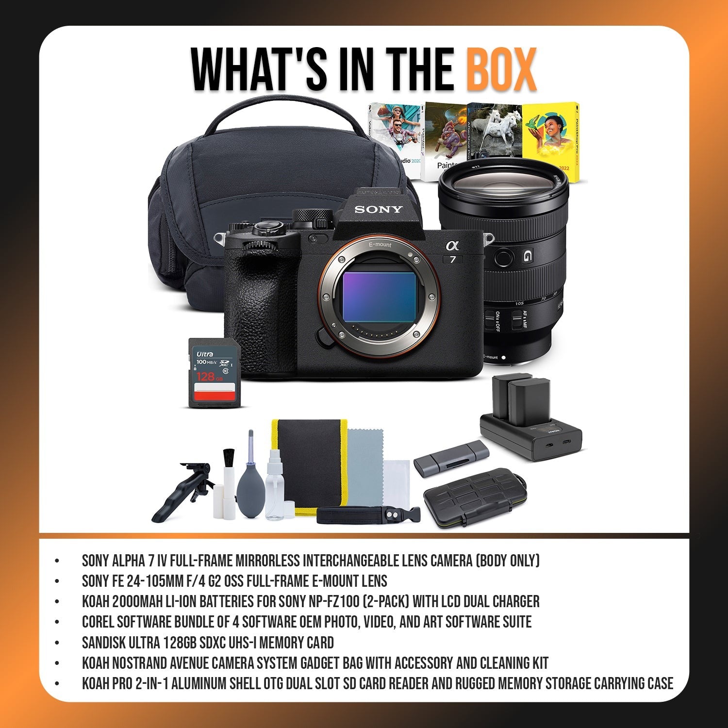Sony Alpha 7 IV Mirrorless Camera with 24-105mm f/4 G2 OSS Lens Bundle
