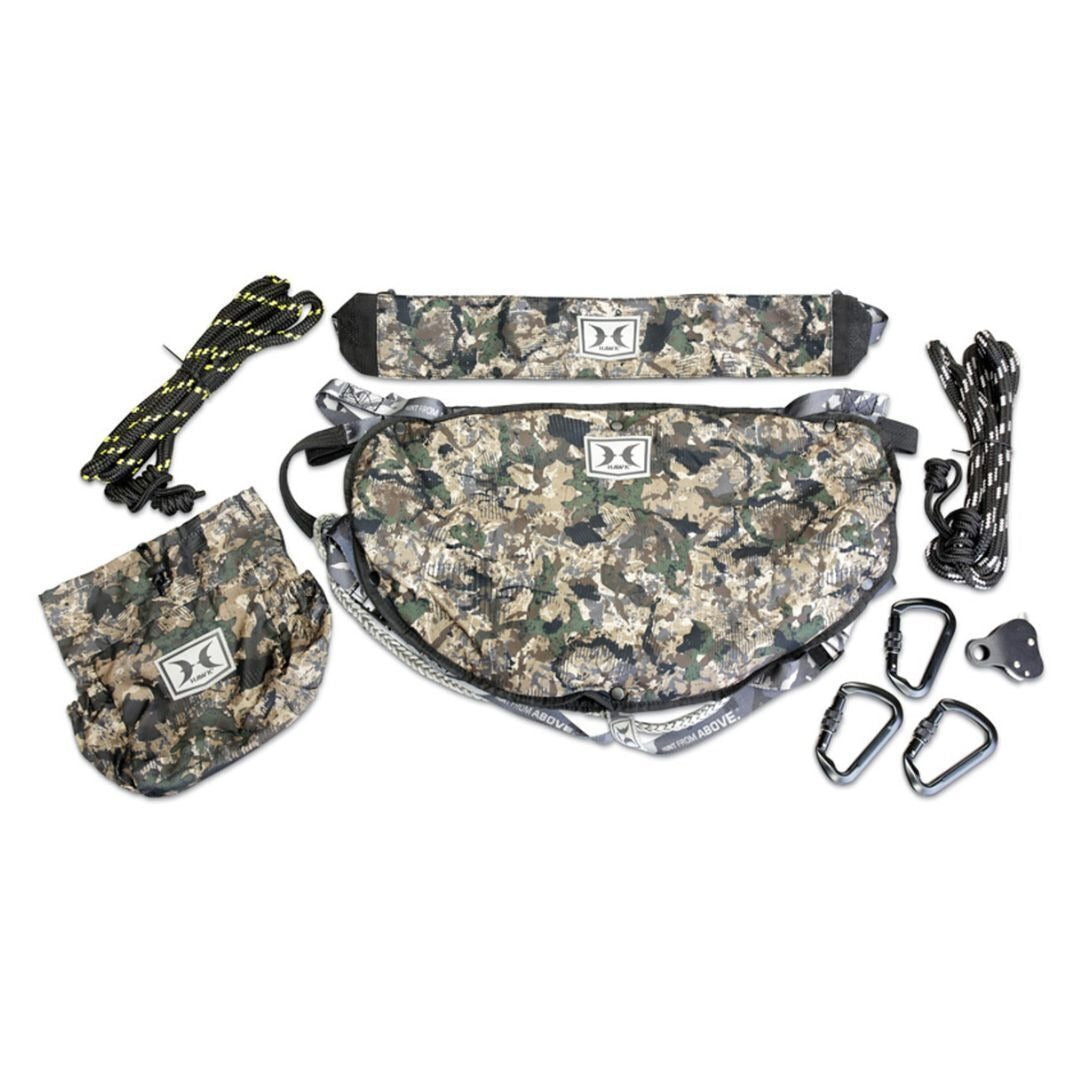 Hawk Chaos Camo Pattern Lightweight Helium Hammock Tree Saddle with Padded and Removable Seat