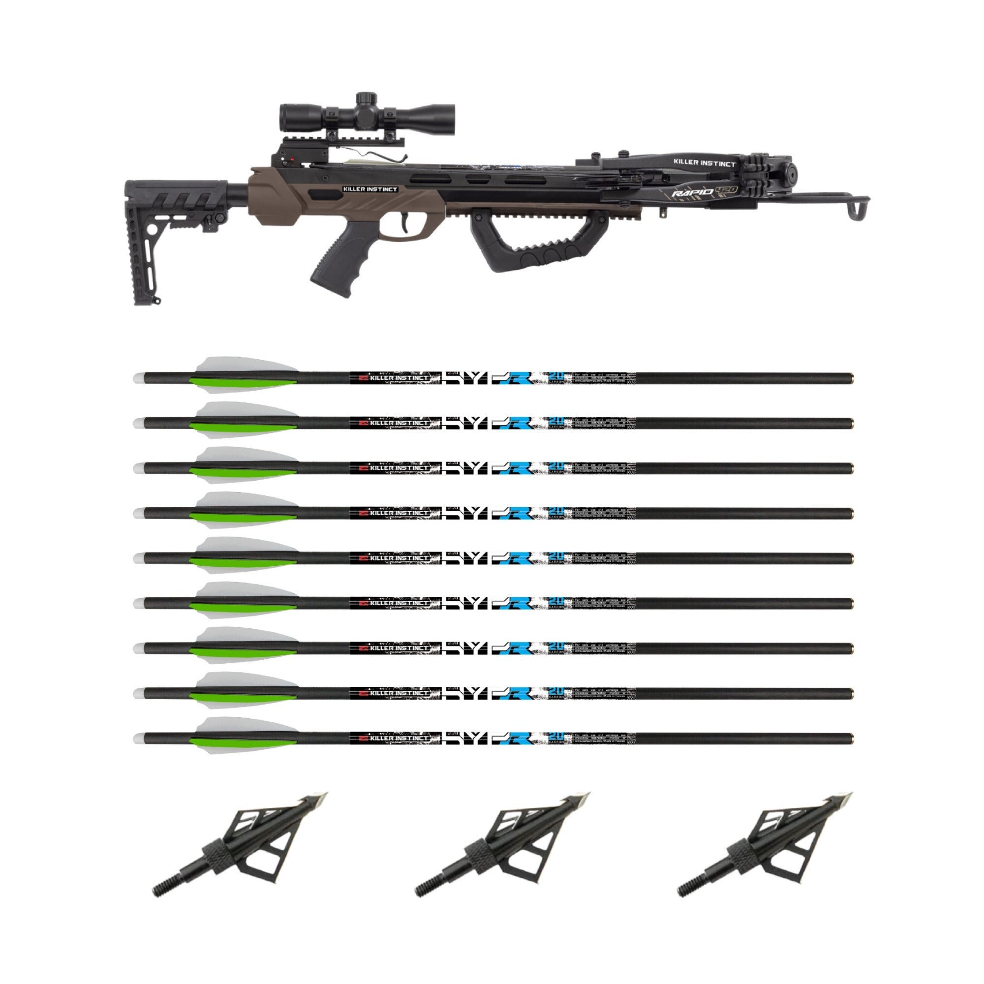 Killer Instinct Rapid 420 Crossbow Kit with Bolts and Broadheads Bundle