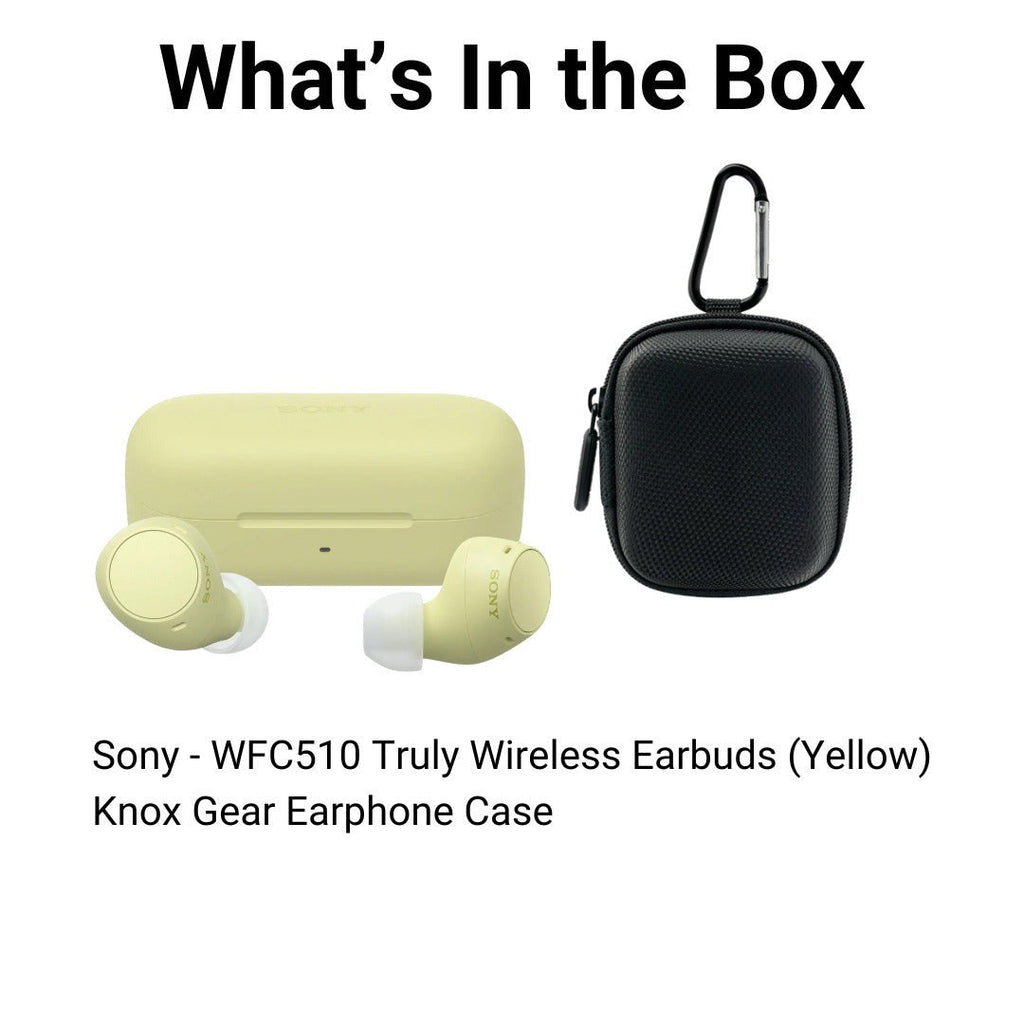Sony WF-C510 Truly Wireless Up To 11 Hours Battery Life Earbuds (Yellow) with Earphone Case Bundle