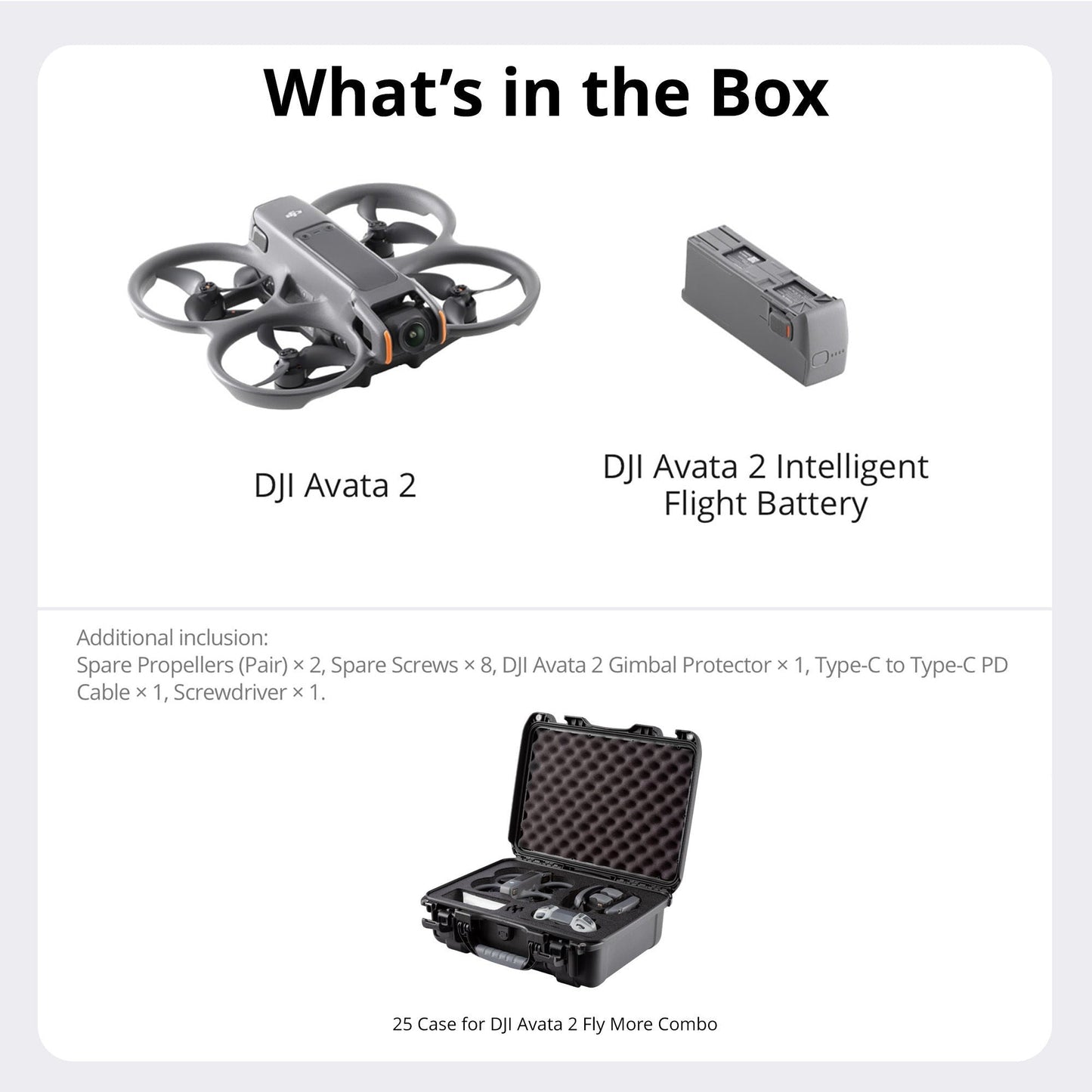 DJI Avata 2 (Drone Only) with Hard Case for DJI Avata 2 (Black) Bundle