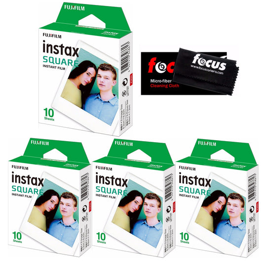 Fujifilm Instax Square Film for SQ10 Cameras (40 Exposures) with Cleaning Cloth Bundle