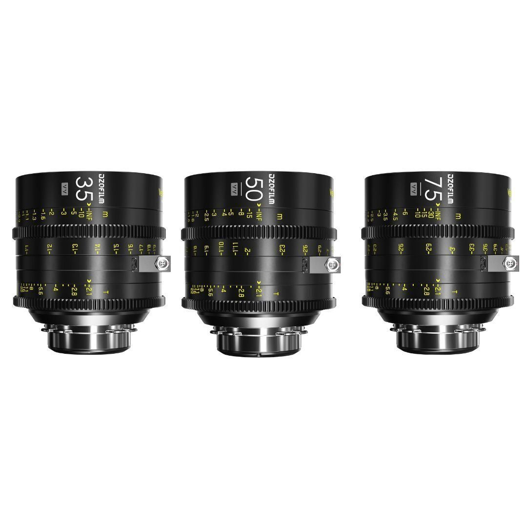 DZOFilm VESPID Cyber Full Frame PL and EF Mounts 35mm, 50mm, and 75mm 3-Lens Kit Iris (Black)