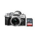 OM System OM-D E-M10 Mark IV Camera with 14-42mm EZ Lens (Silver) Bundle with 128GB Memory Card
