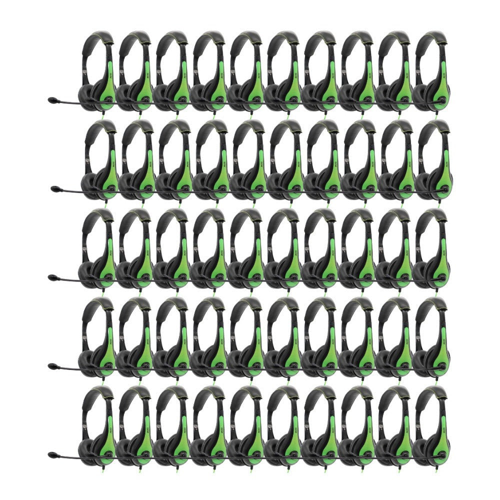 Avid Education AE-36 Headset with Noise Cancelling Microphone (50-Pack, Green)