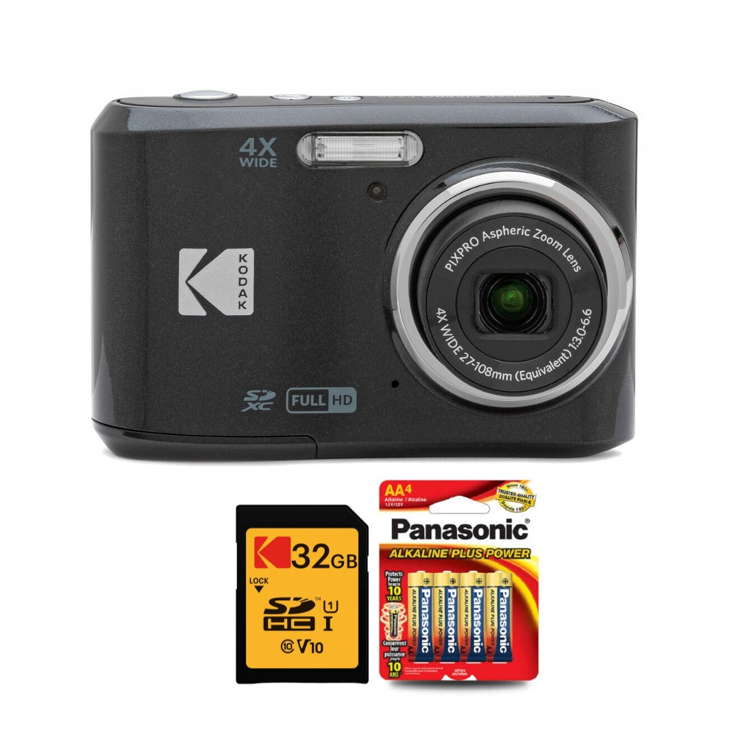 Kodak PIXPRO FZ45 Friendly Zoom Digital Camera (Black) Memory Card and Batteries