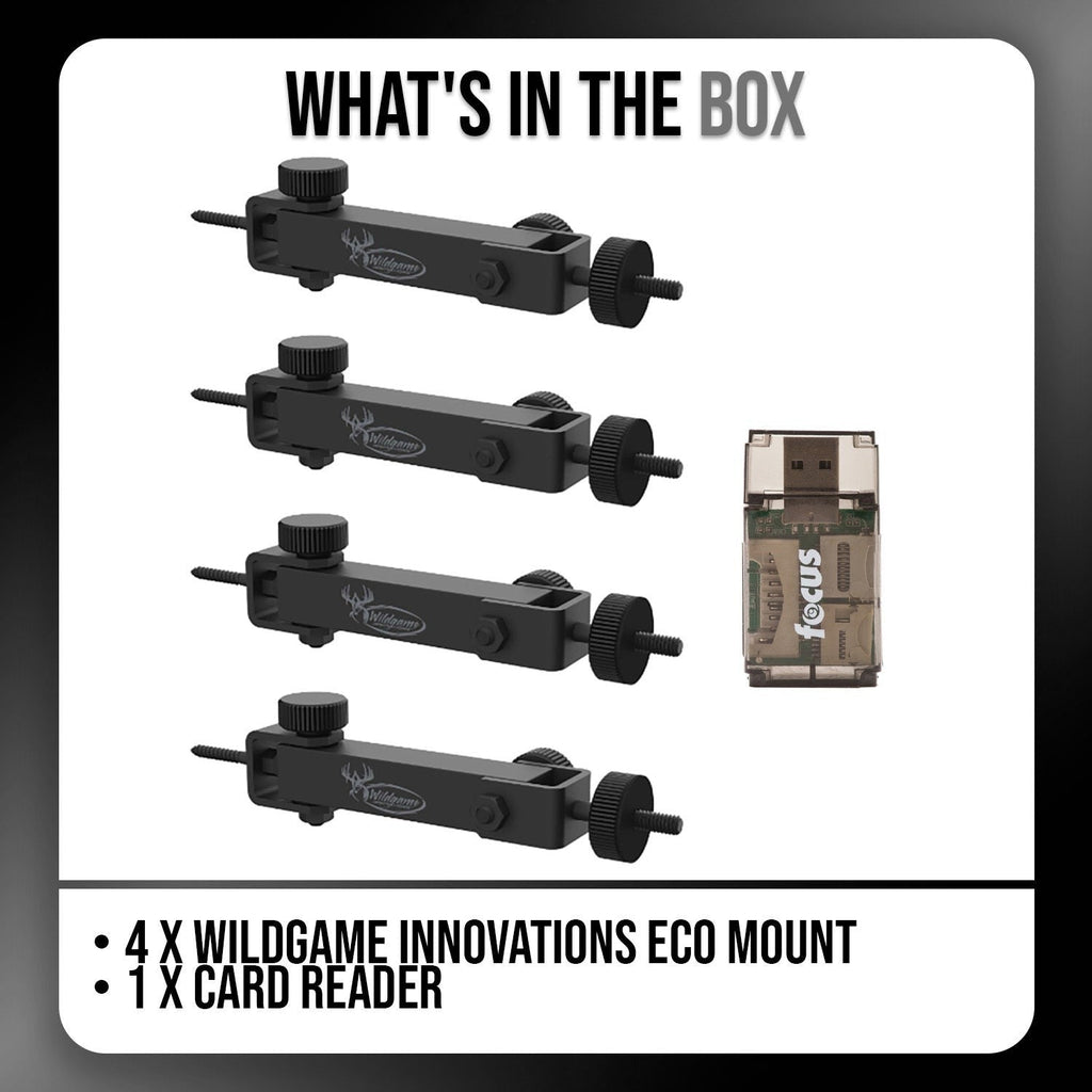 Wildgame Innovations Eco Mount (4-Pack) Bundle with Card Reader (5 Items)