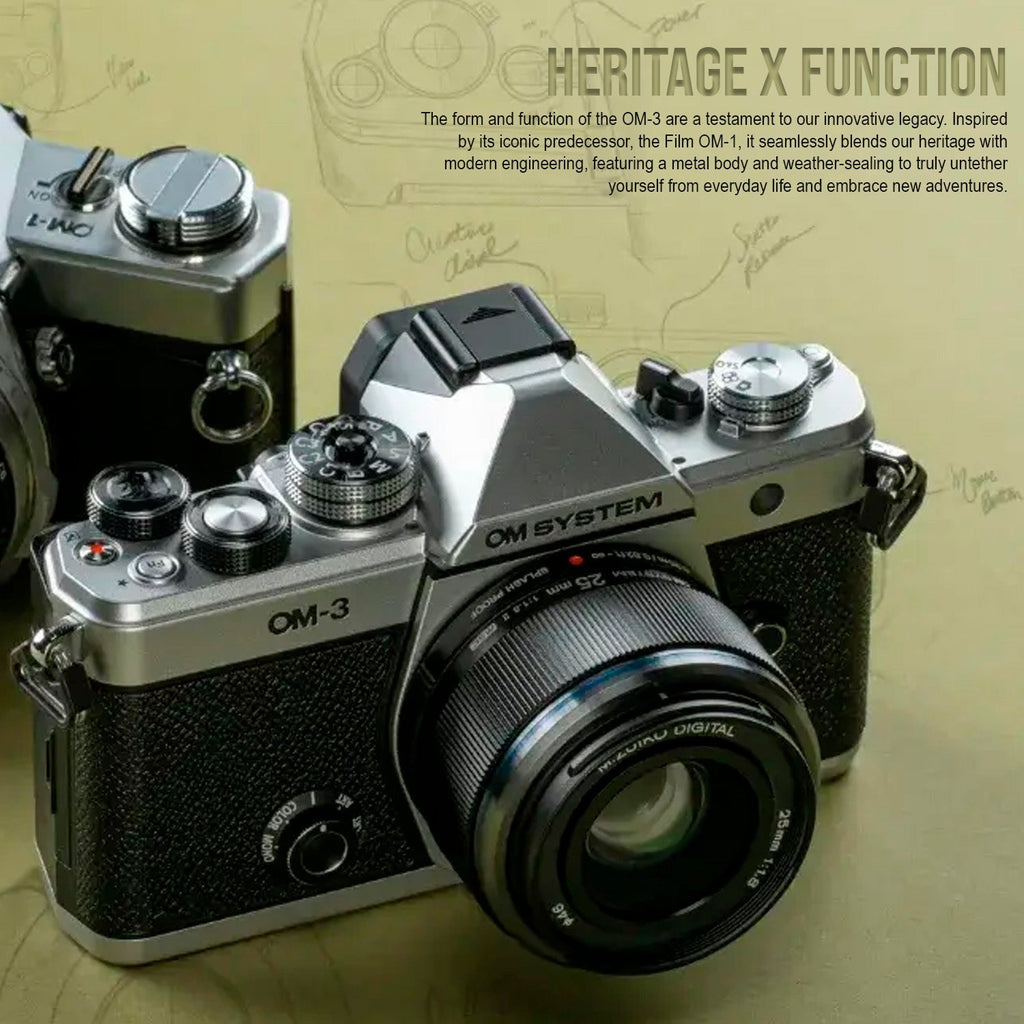 OM SYSTEM Om-3 Mirrorless Micro Four Thirds Lens System Camera and 25mm F1.8 II Lens Bundle