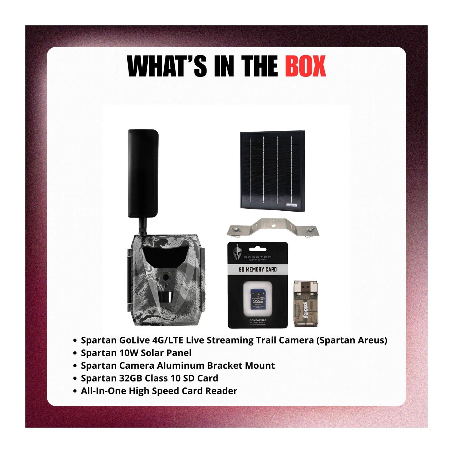 Spartan GoLive 4G/LTE Live Streaming Trail Camera with Solar Panel and Accs