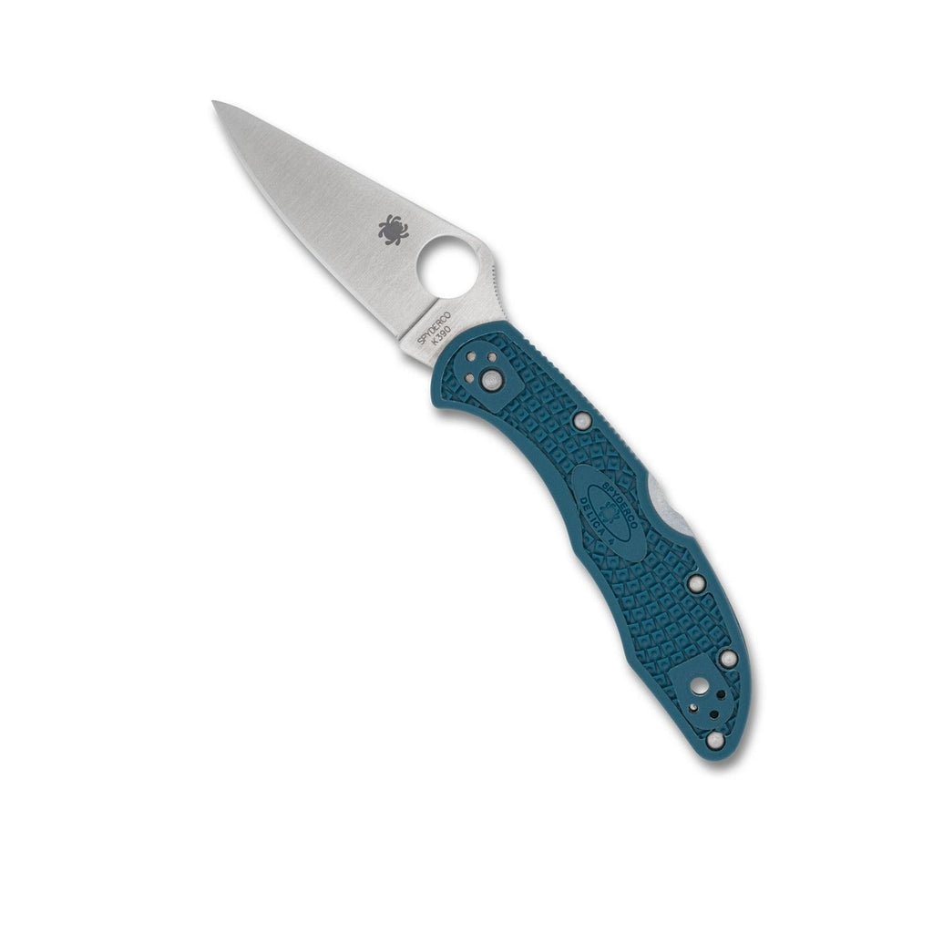 Spyderco Delica 4 Folding Knife with K390 Steel Blade and Blue FRN Handle