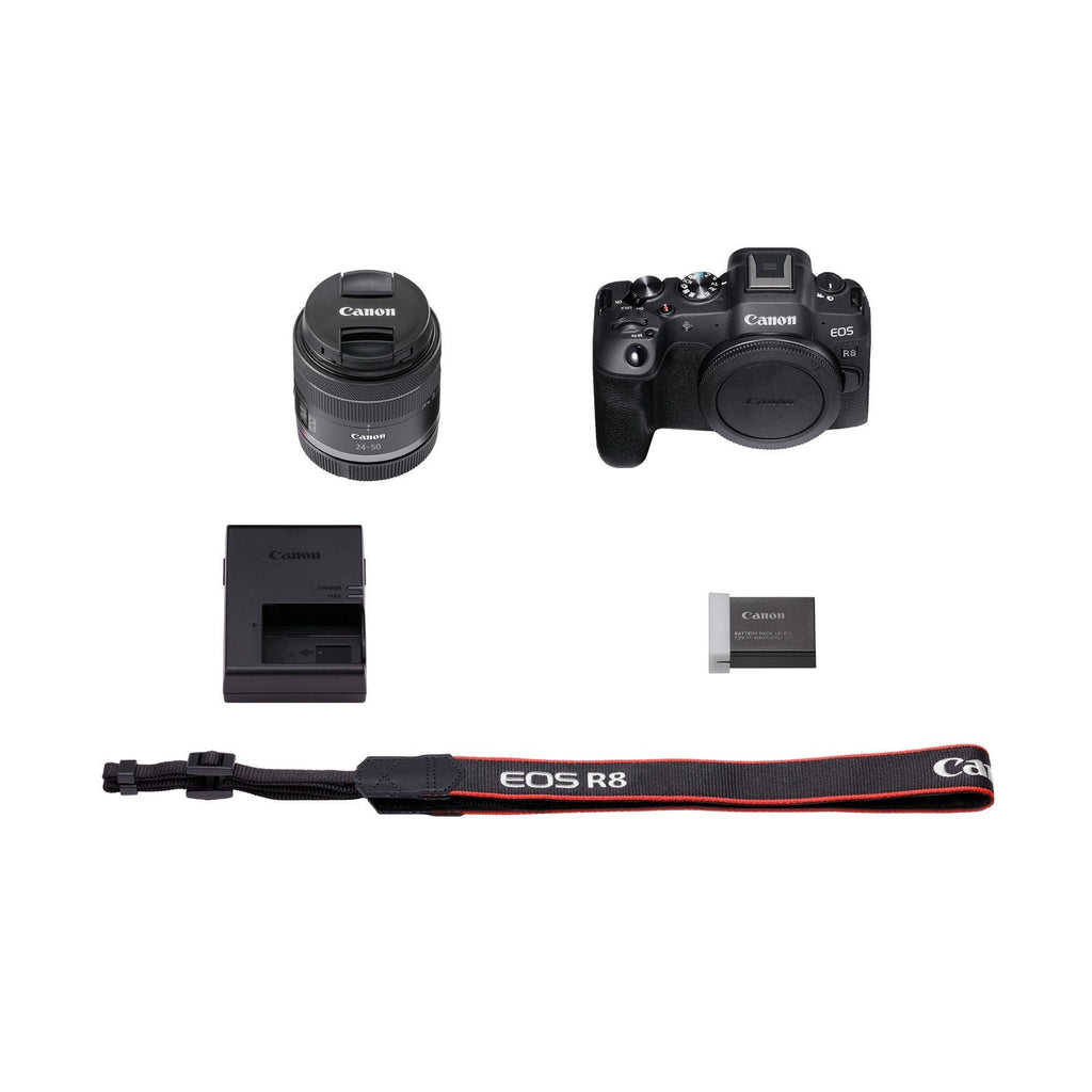 Canon EOS R8 Mirrorless Camera with RF 24-50mm f/4.5-6.3 IS STM Lens Bundle