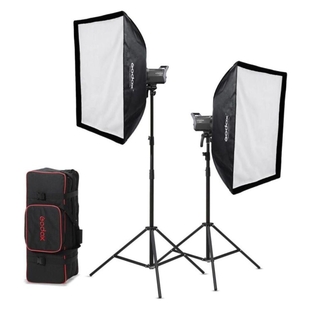 Godox Litemons LA200D 2-Light Kit with Step-Less Adjustment and Godox Light App Control (Black)