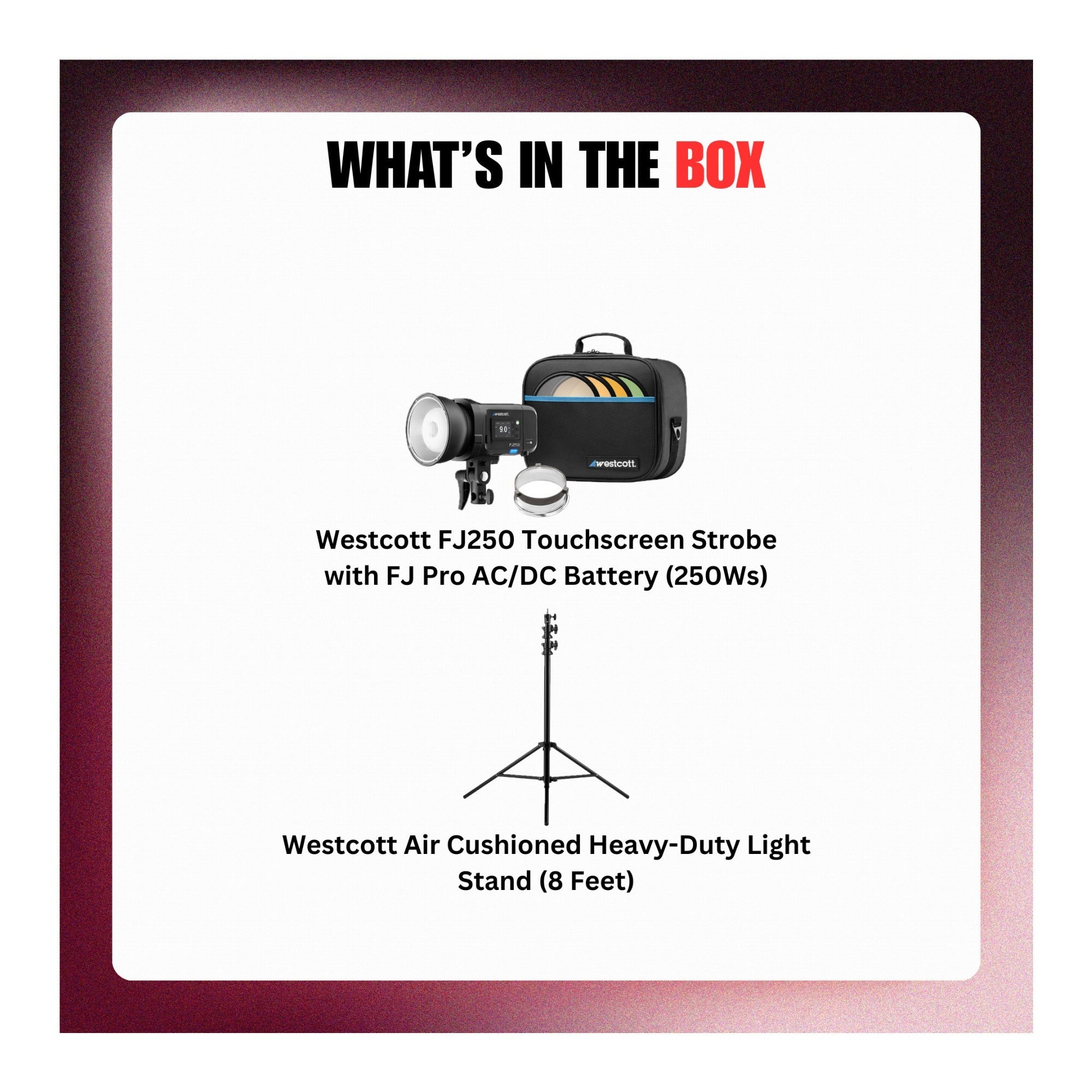 Westcott FJ250 Touchscreen Strobe with Battery and Heavy-Duty Light Stand Bundle