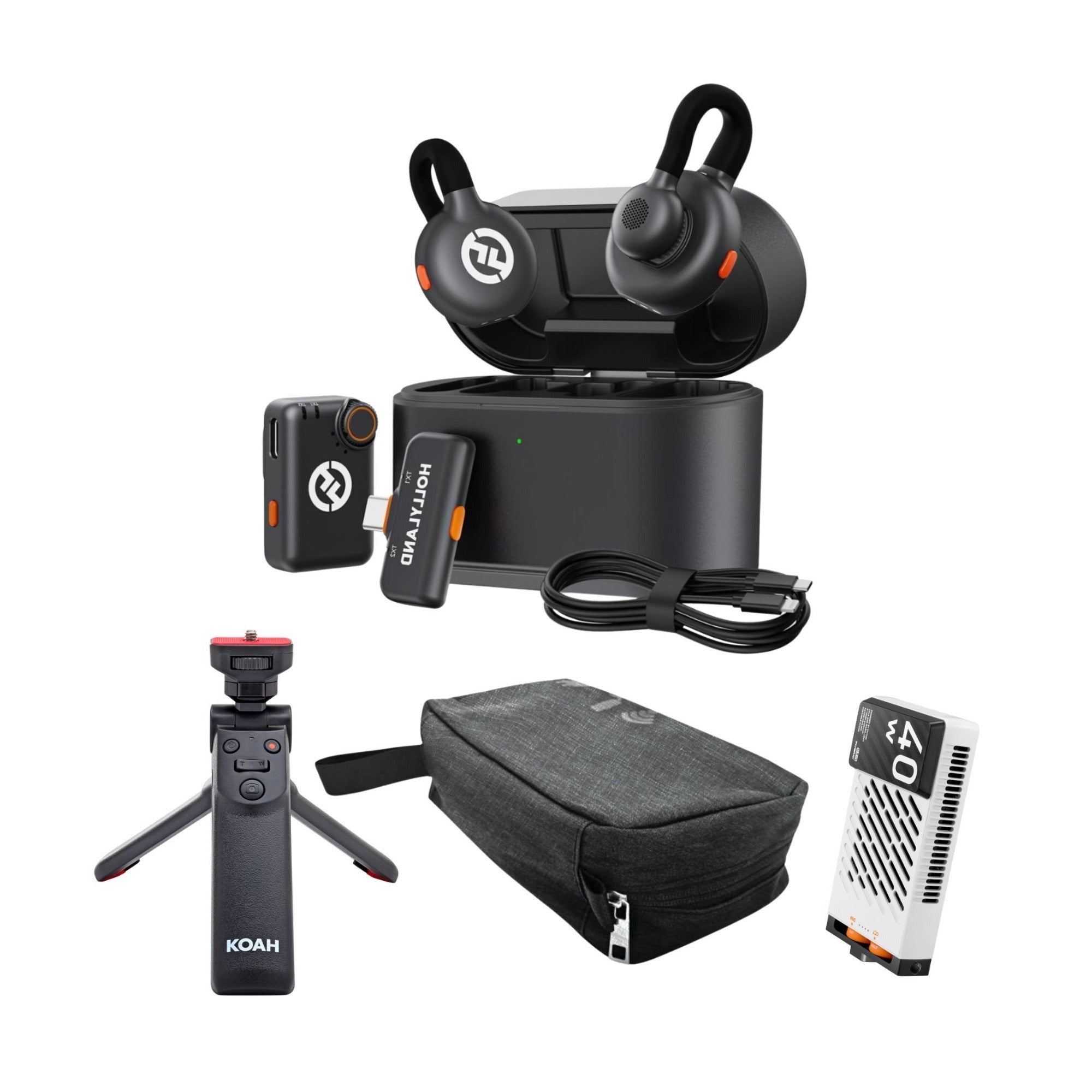 Hollyland Lark M2S Combo, M40 40W, Koah Vlogging Grip and Maxell Storage Bundle