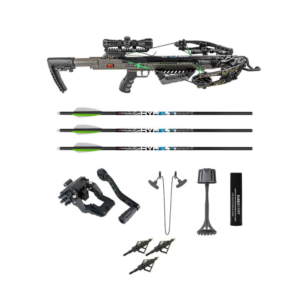 Killer Instinct BOSS 405 FPS Crossbow with Crank and Broadheads Bundle