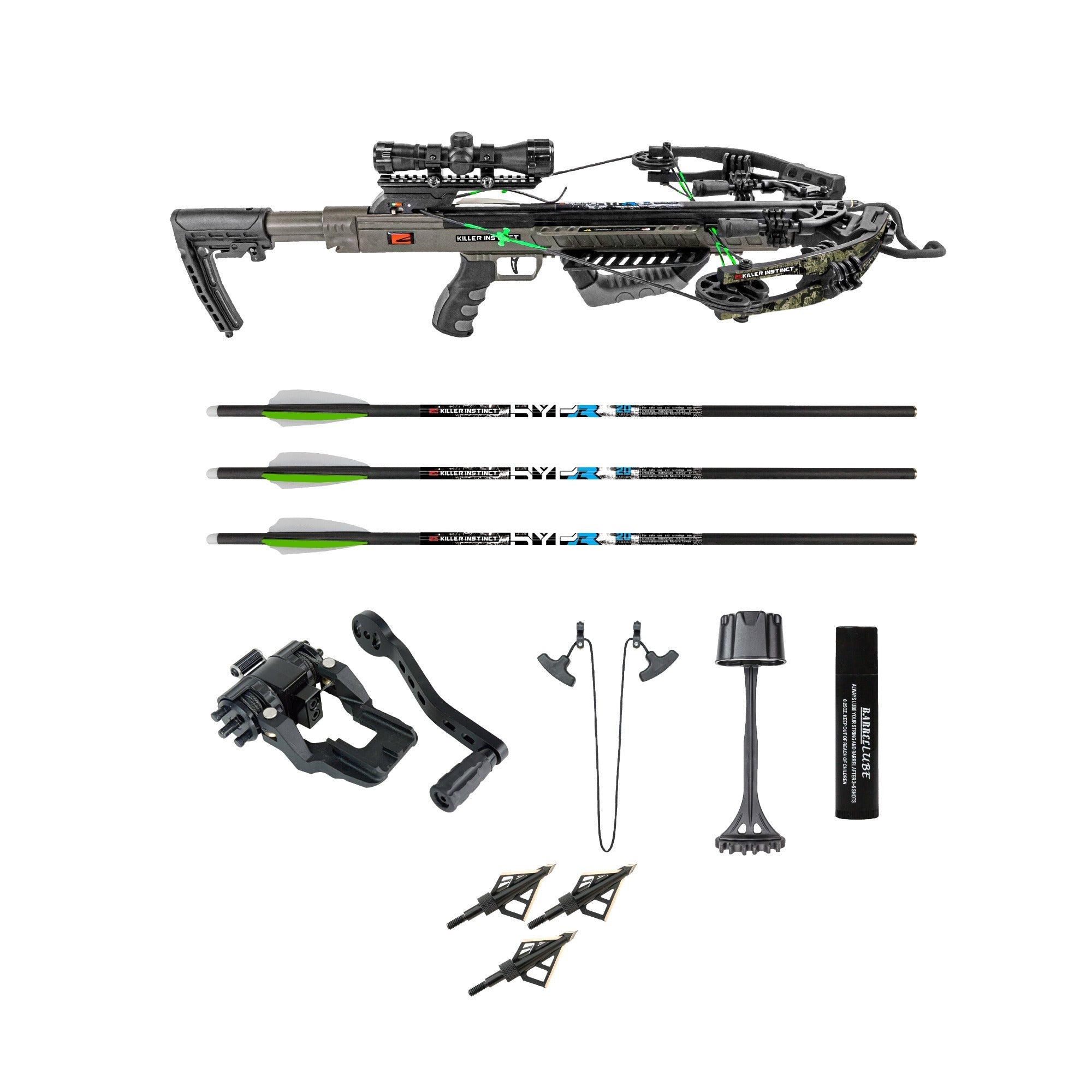 Killer Instinct BOSS 405 FPS Crossbow with Crank and Broadheads Bundle