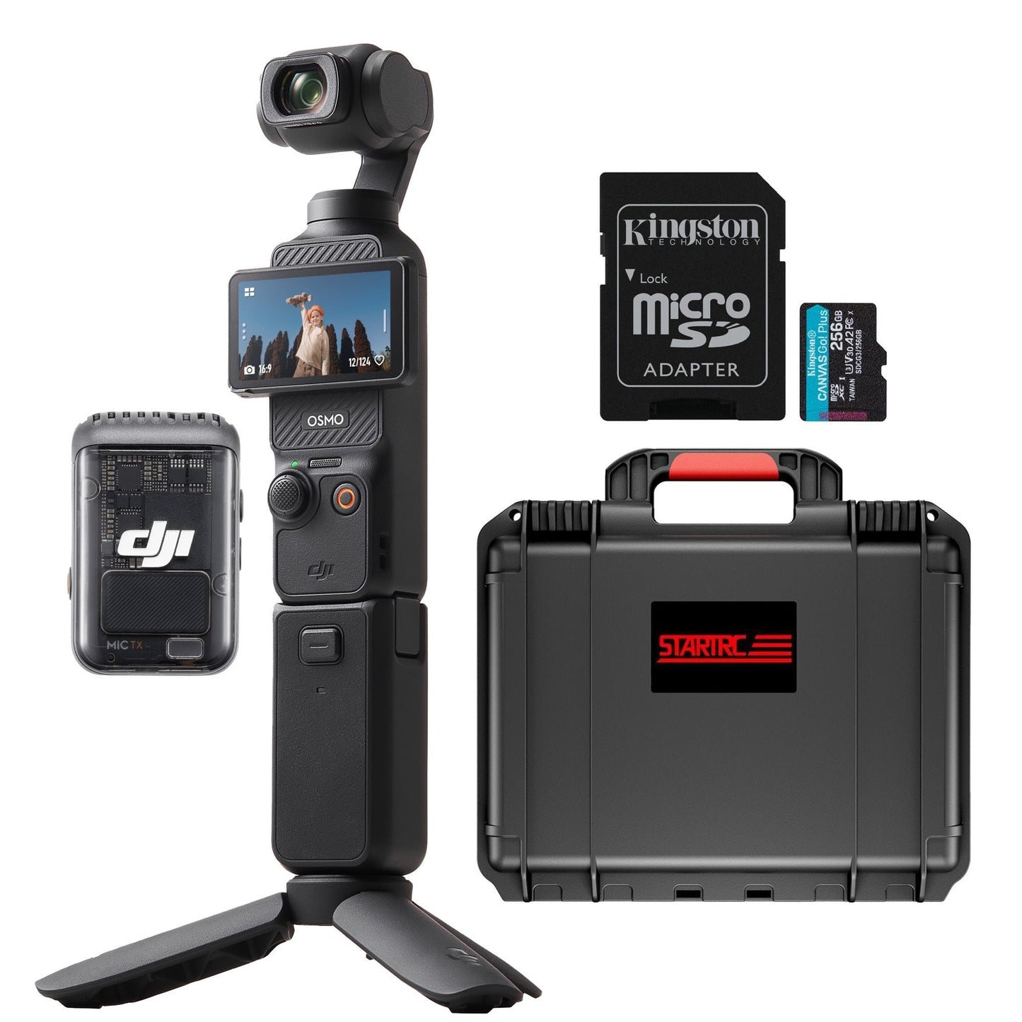 DJI Osmo Pocket 3 Creator Combo with 256GB MicroSD Card and Waterproof Hard Carry Case Bundle