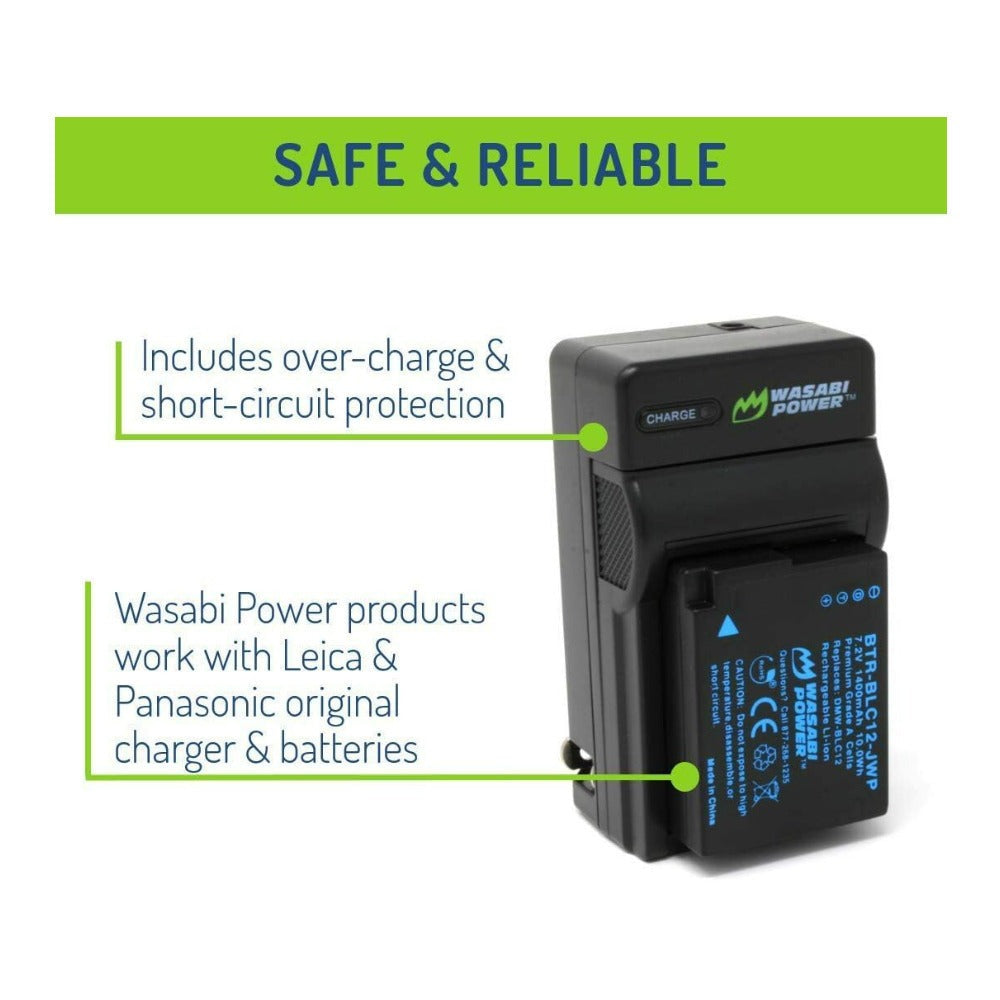 Wasabi Power Fully Decoded Leica BP-DC12 Battery (2-Pack) and Wall Charger