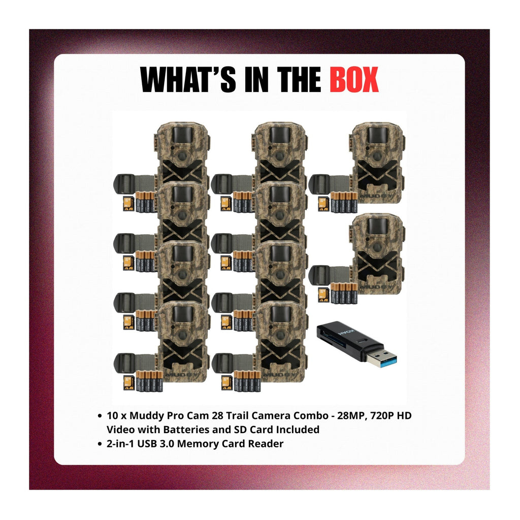 Muddy Pro Cam 28 Trail Camera Combo with Batteries, SD Card, and Card Reader