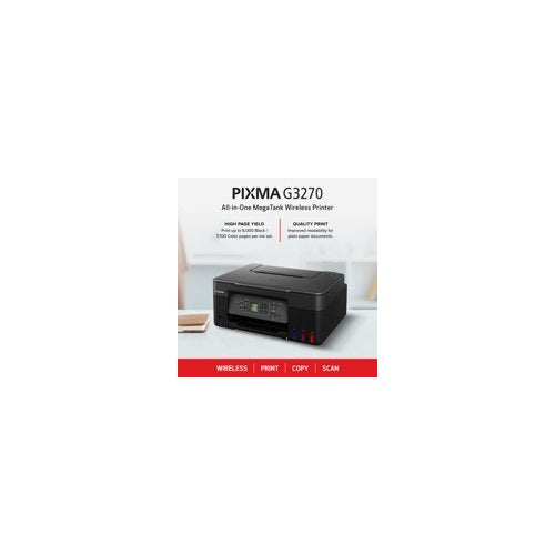 Canon PIXMA G3270 MegaTank All-in-One Wireless Color Printer with Integrated Ink Tanks (Black)