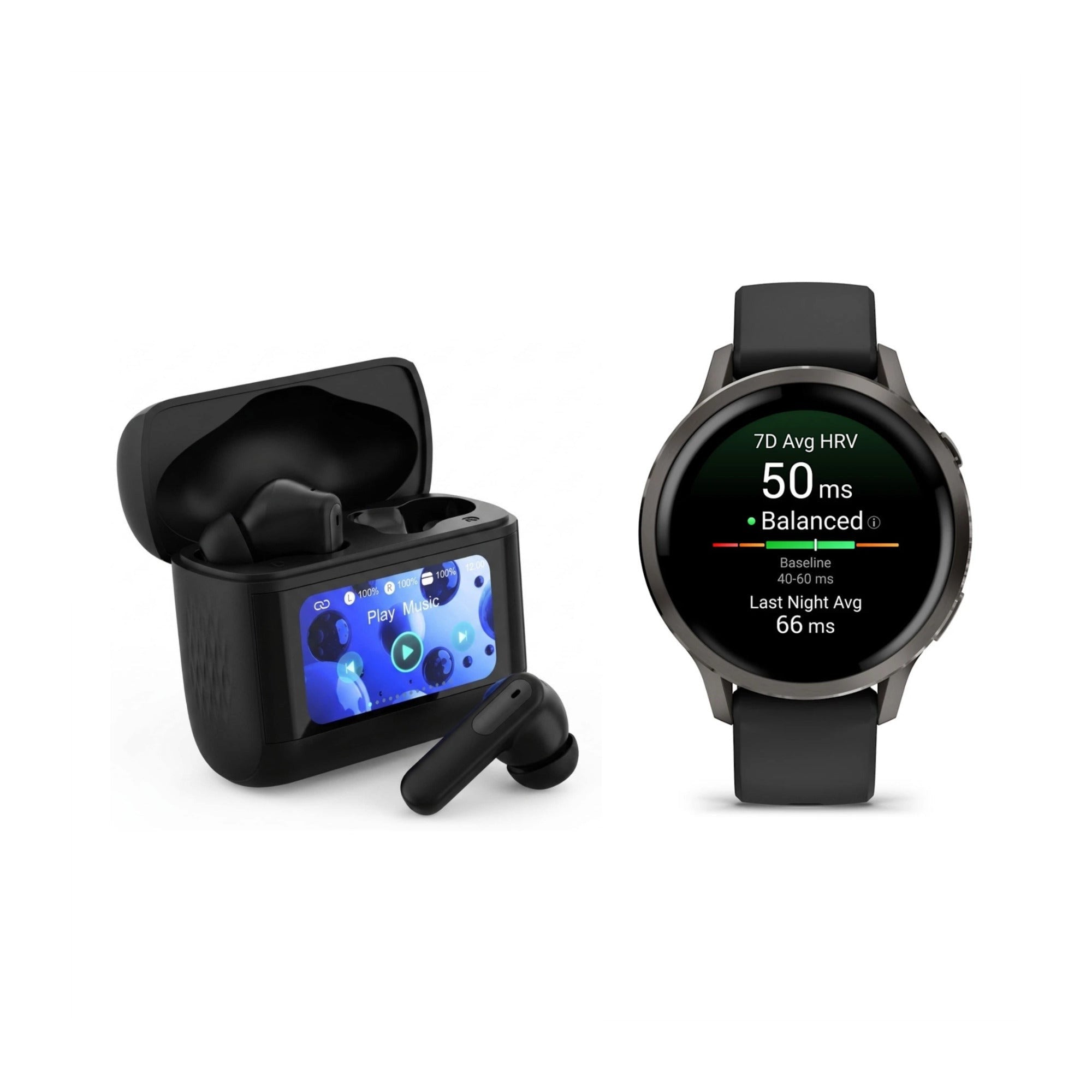 Garmin Venu 4 41mm GPS Smartwatch (Slate/Black) Bundle with Wireless Earbuds