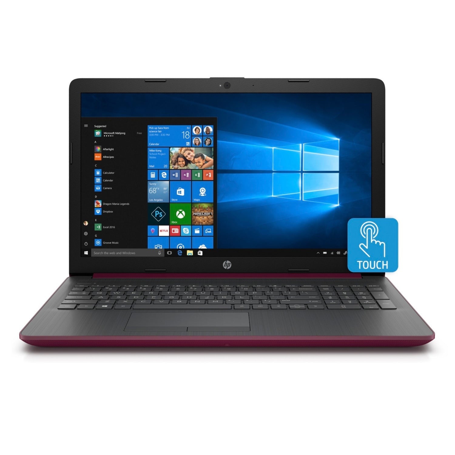 HP Laptop, 15.6" HD Touch, Intel Core i5-8250U, 8GB RAM, 1TB HDD, Microsoft 365 Personal 1-Year (Burgundy) (Certified Refurbished)
